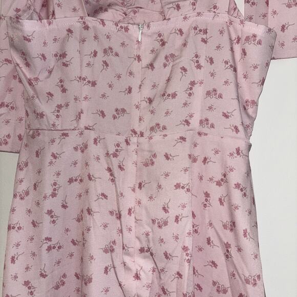 Maxi Dress Sz Sm Floral Pink Peasant Boho Festival Beach Y2K Smocked Cottagecore - Picture 8 of 15